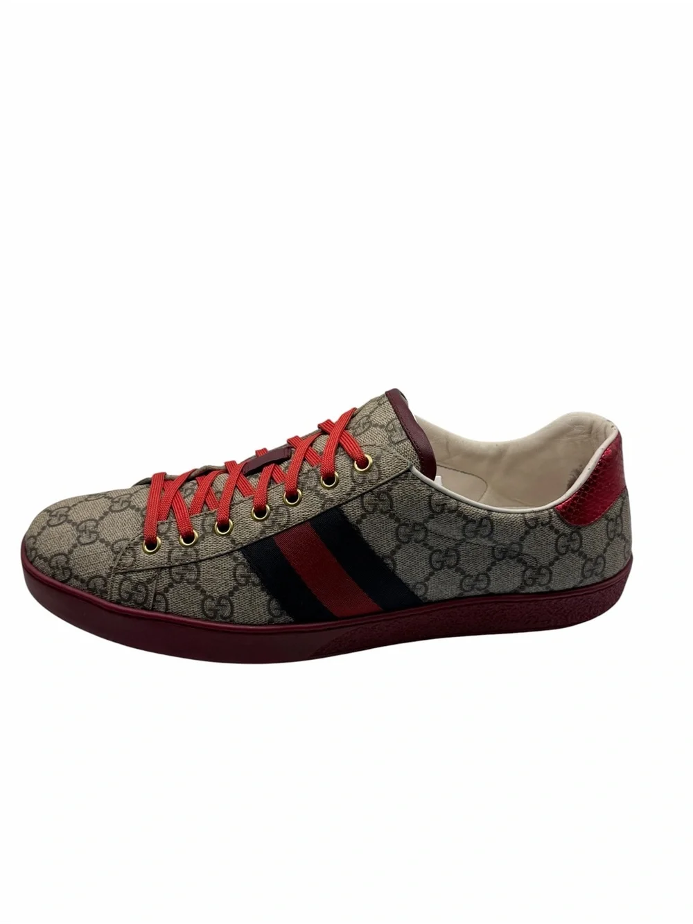 Gucci Ace GG Supreme Web Sneakers Men’s Size 11 Made in Italy Red Navy